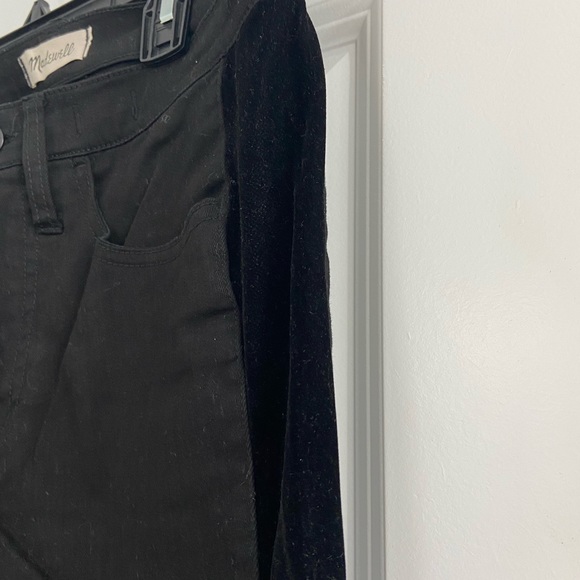 Madewell black denim with velvet tuxedo stripe down legs - Picture 3 of 6